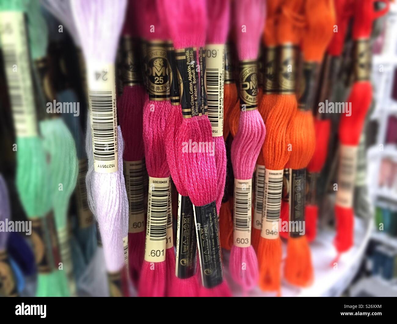 Display of carolrdavisr thread in the garment district nyc usa stock