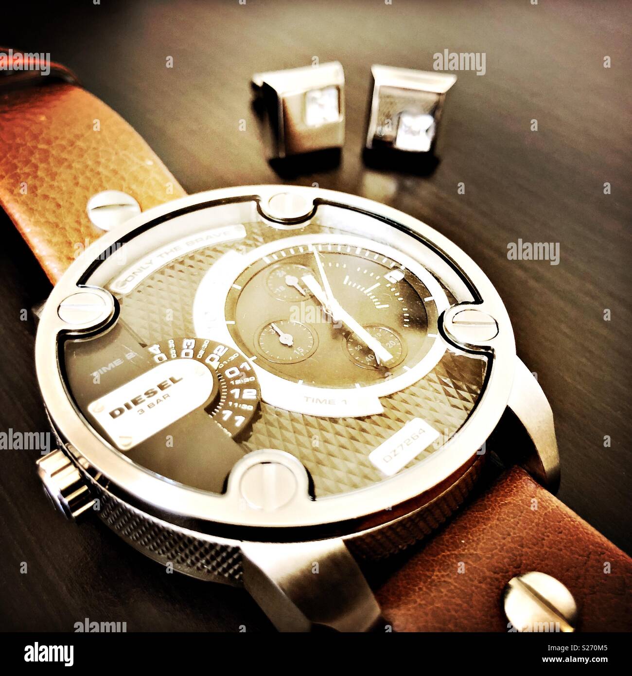 Closeup view of a men’s Diesel watch - Smartphone Captured Stock Image