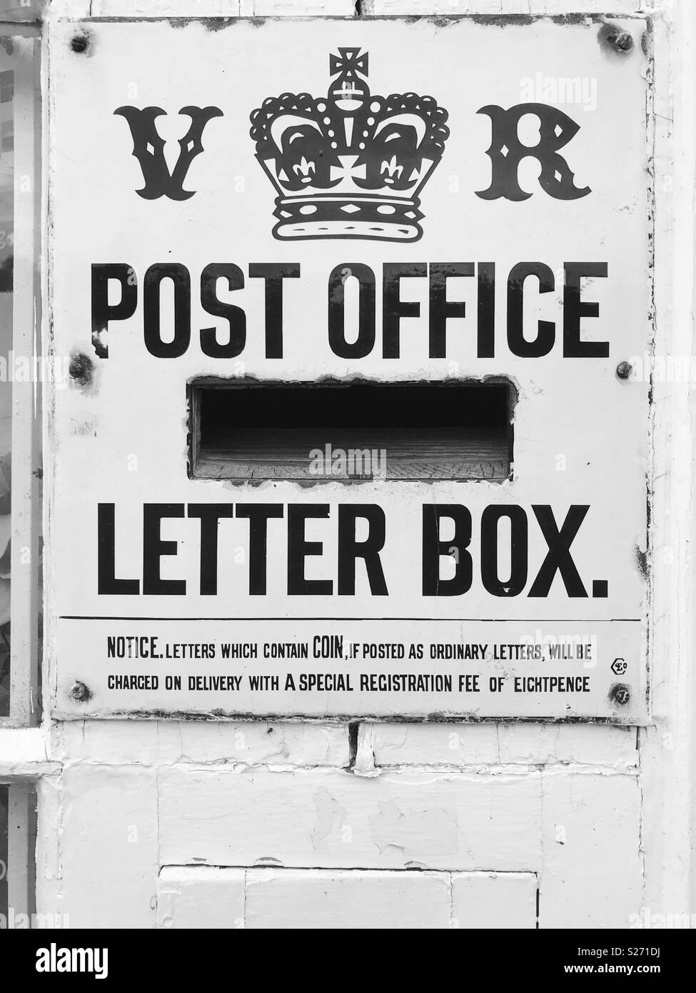 A rare Victorian letter box in Blanchland, Northumberland, one of only three remaining in England. - Smartphone Captured Stock Image