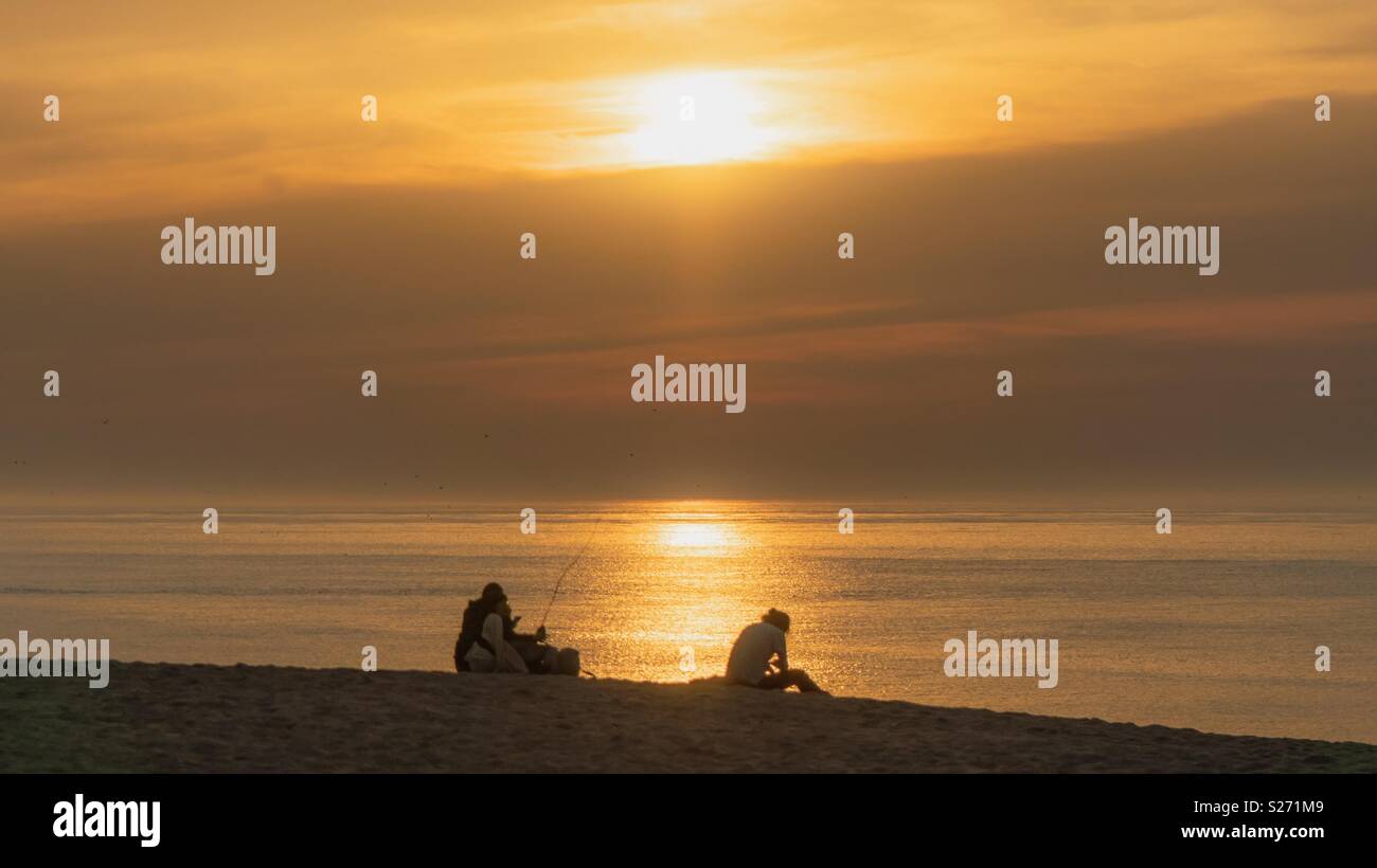 Sunset at Race Point Beach Provincetown Massachusetts. A proposal had just taking place at the beach... Magic place. Stock Photo