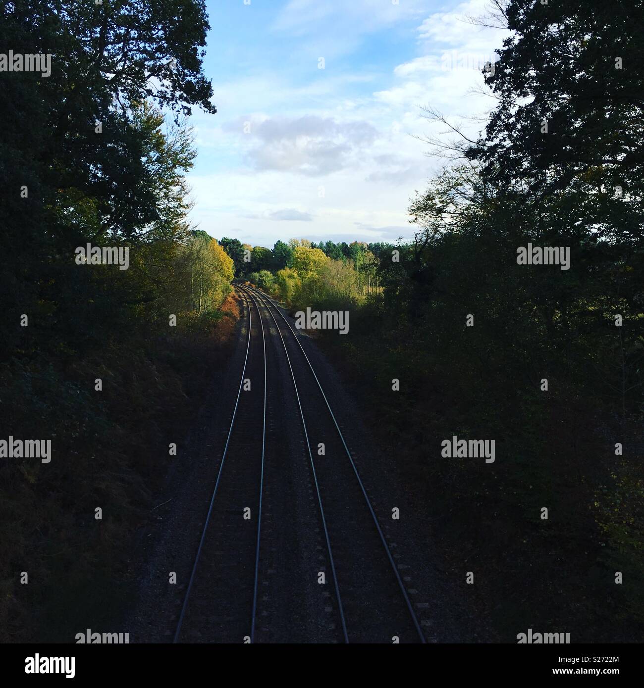 Railway tracks. Delamere, Cheshire, UK. Stock Photo