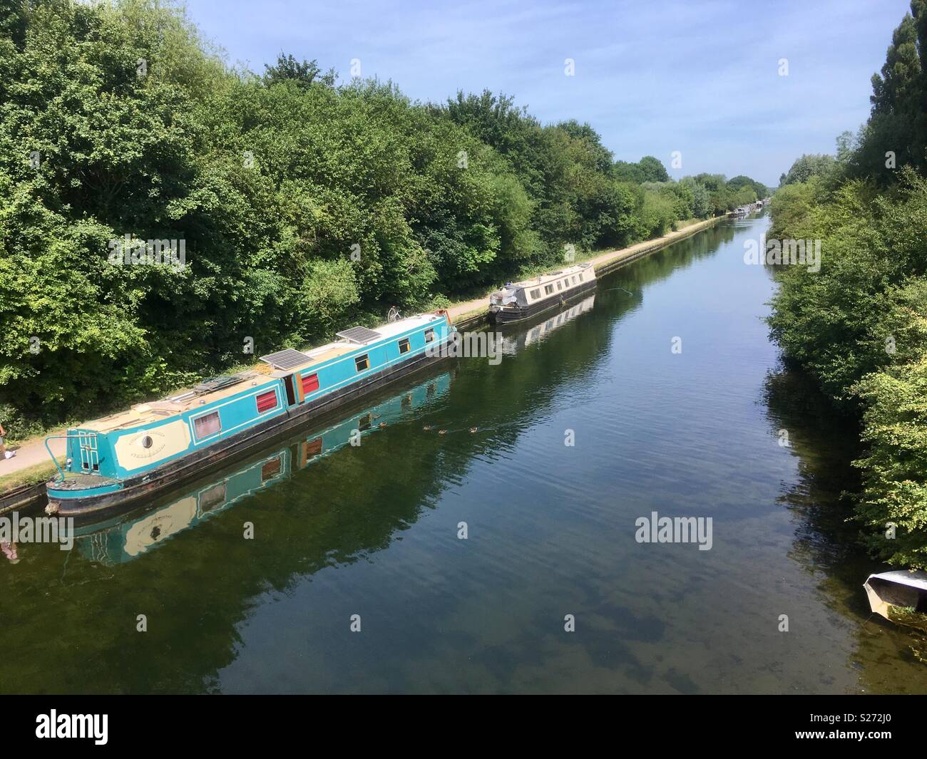 Narrow boats on the River Lea Stock Photo