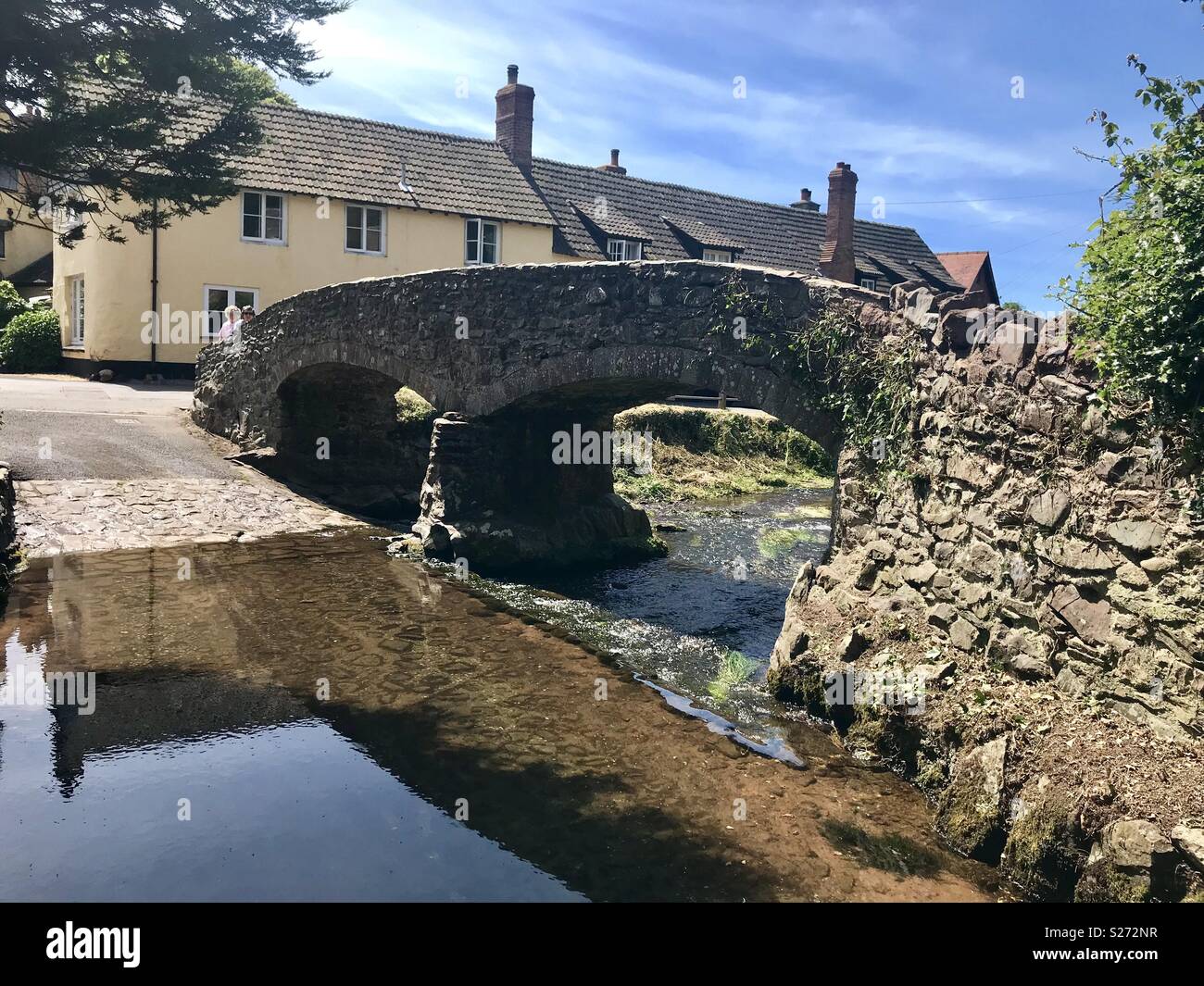 Pack horse bridge allerford Devon Stock Photo Alamy