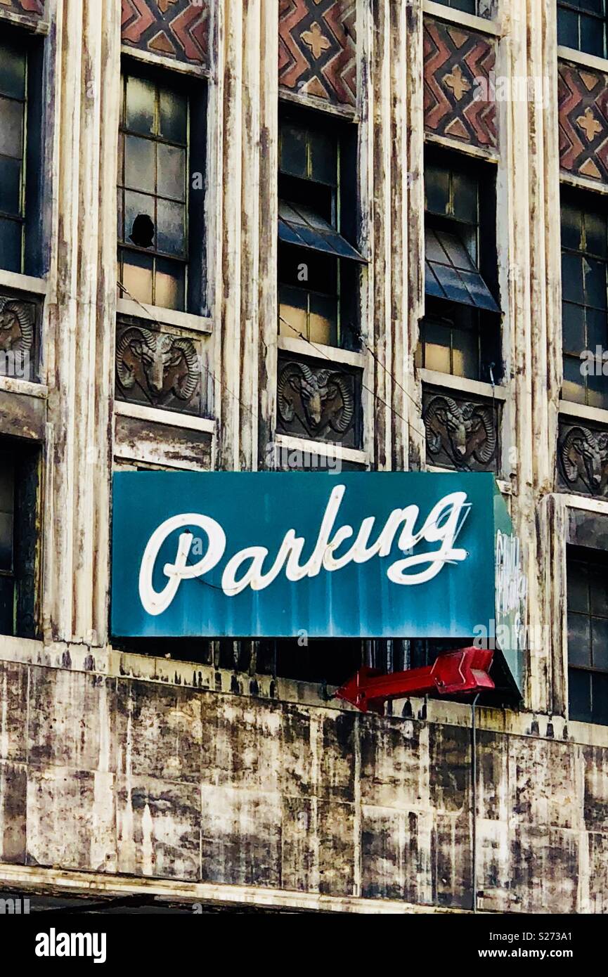 Old parking garage sign in Denver, Colorado Stock Photo - Alamy
