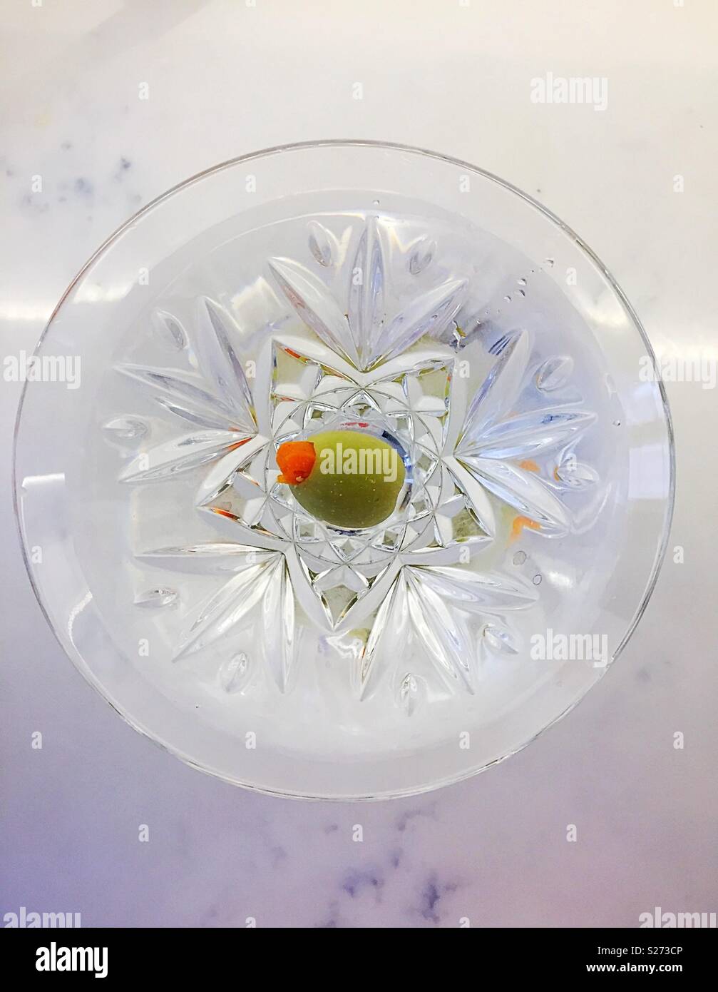 Classic dry martini served in Waterford crystal martini glass with