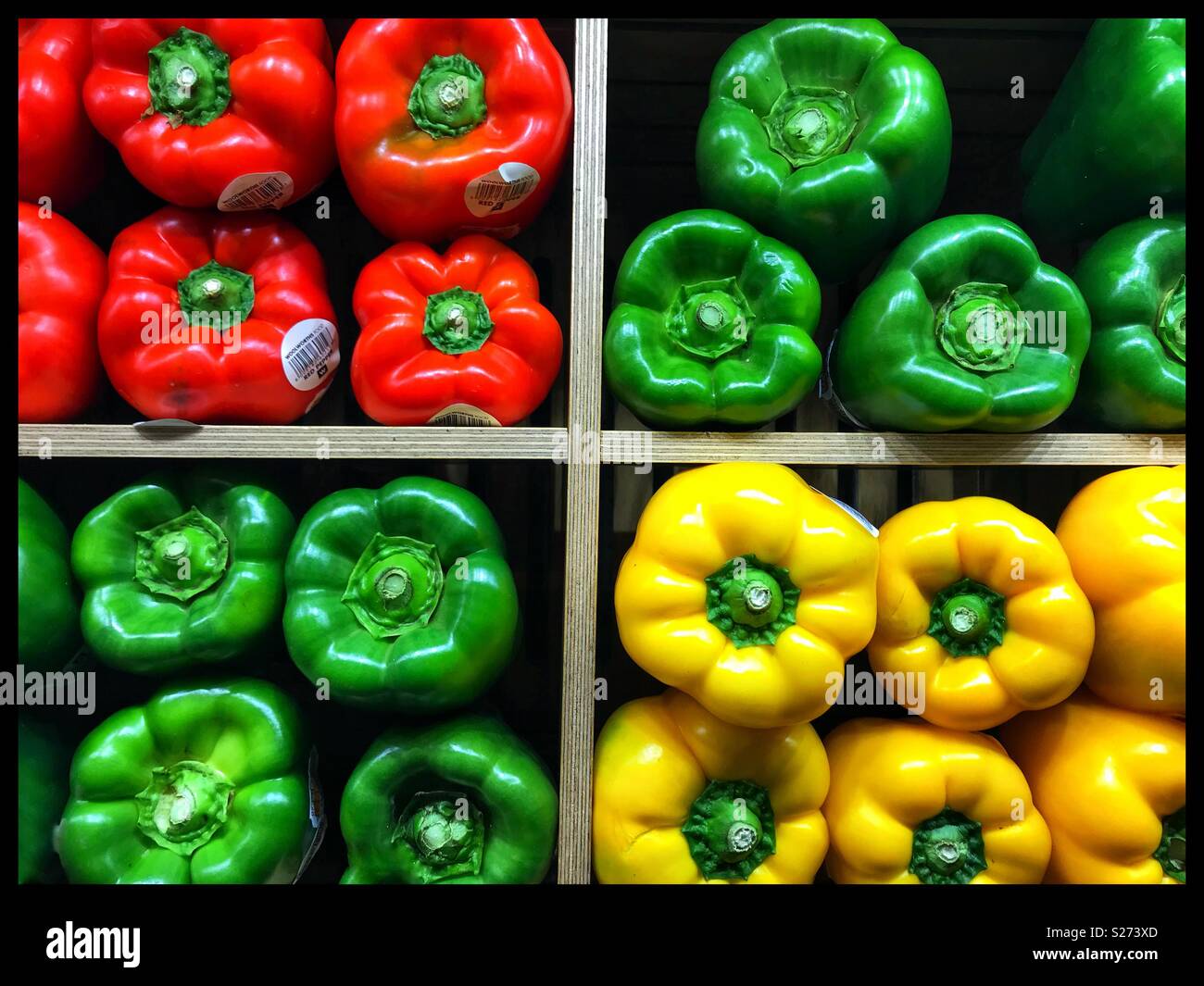 Assortment peppers in supermarket. - Smartphone Captured Stock Image