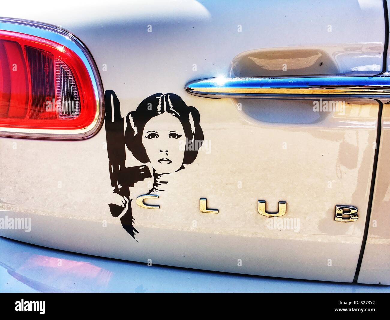 Princess Leia sticker on a Mini Clubman car Stock Photo