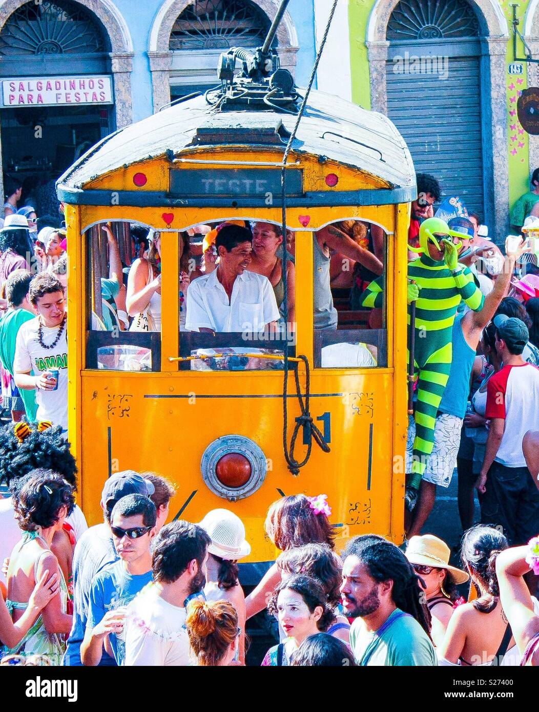 Rio de Janeiro carnival street party tram Stock Photo