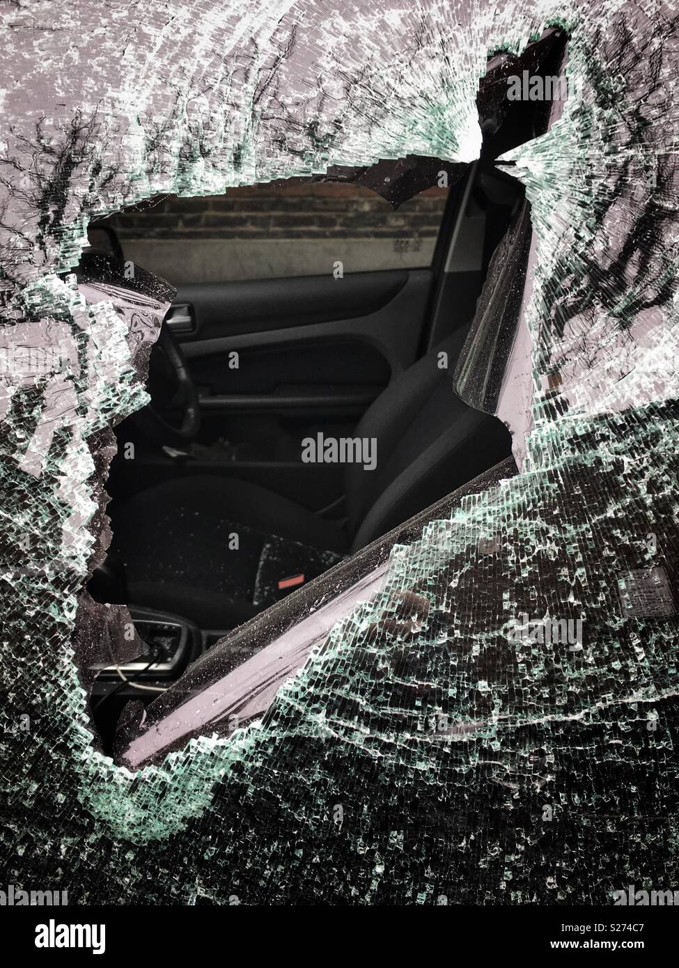 Broken car window Stock Photo Alamy