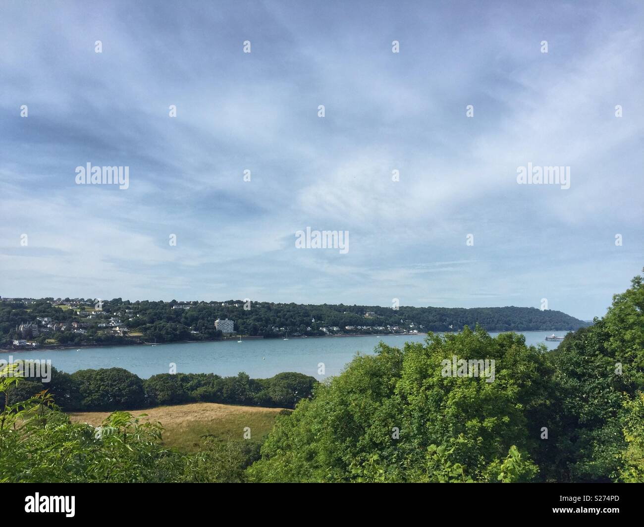 View of the Menai straits from Bangor, Anglesey, North Wales, UK - Smartphone Captured Stock Image