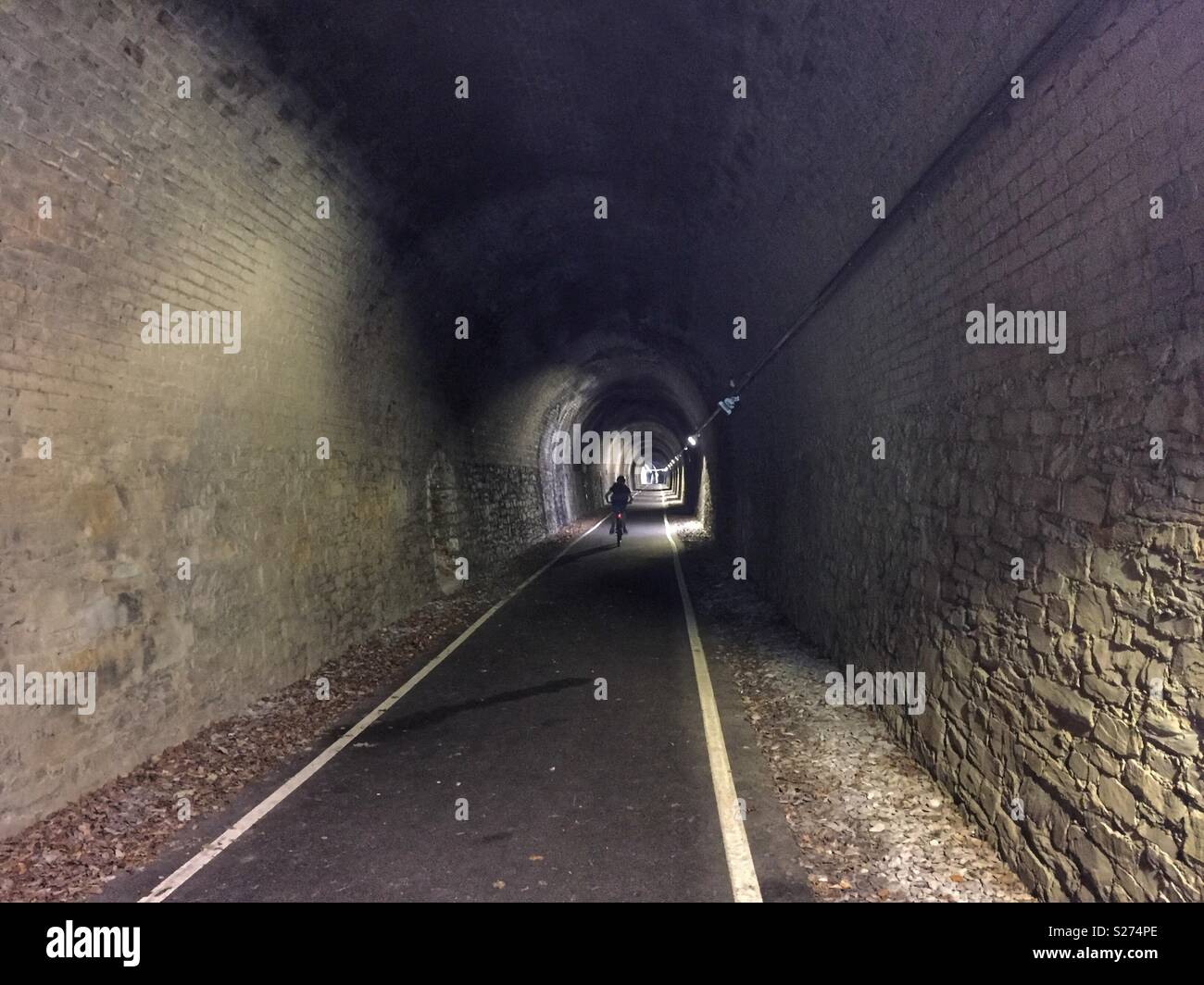 Tunnel on part of the Sustrans cycle route from Bangor to Lake Ogwen, North Wales, UK Stock Photo
