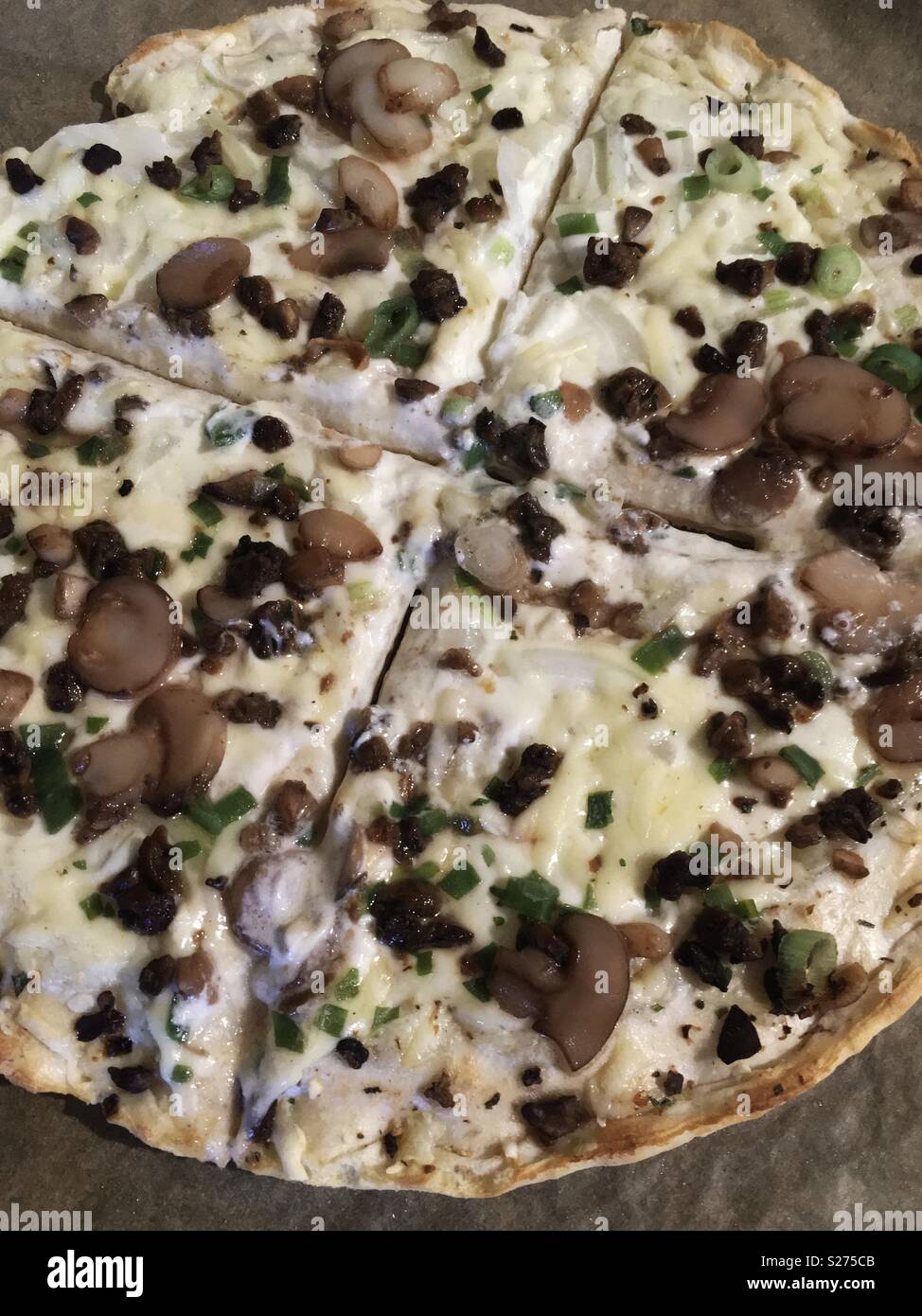 Tarte Flambée with mushrooms Stock Photo Alamy