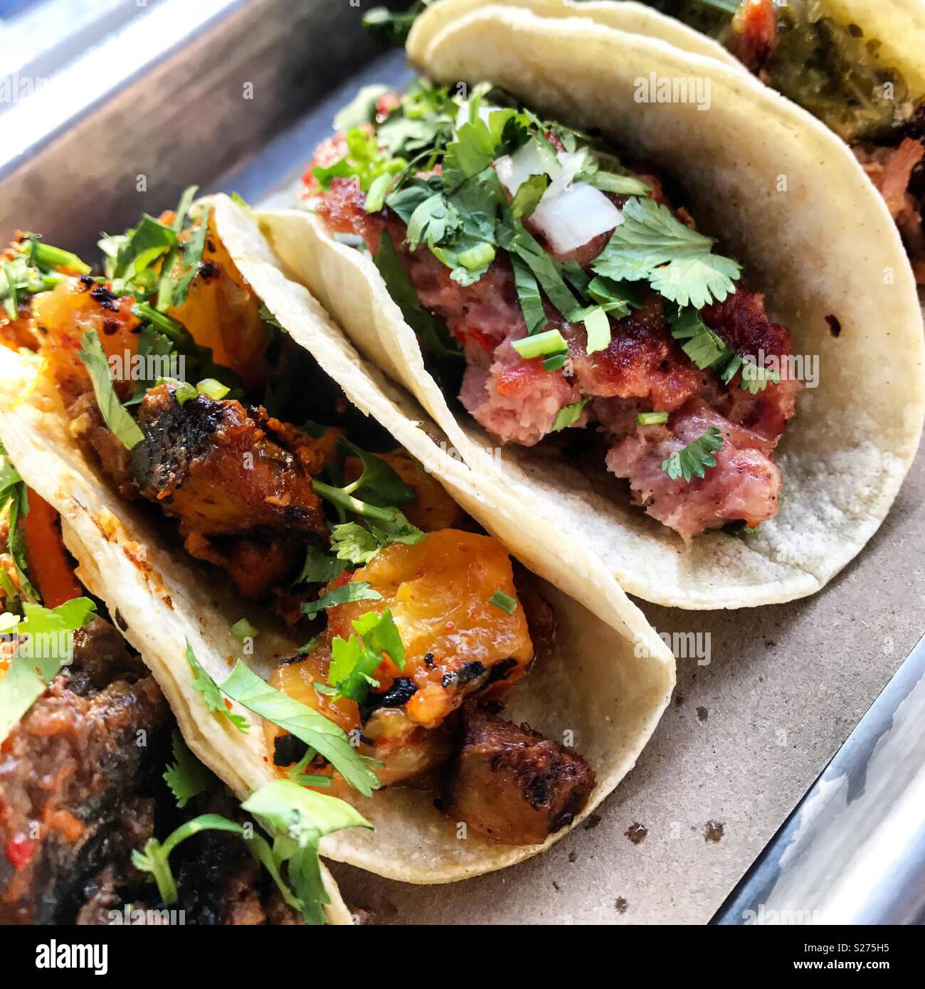 Multiple soft shell tacos Stock Photo Alamy