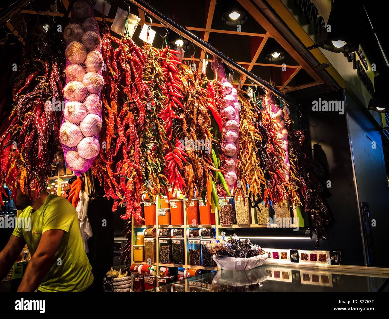 Boqueria market in Barcelona, Catalonia, Spain - Smartphone Captured Stock Image