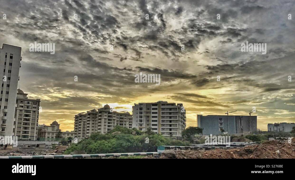 Skyline of hitech city Hyderabad Stock Photo