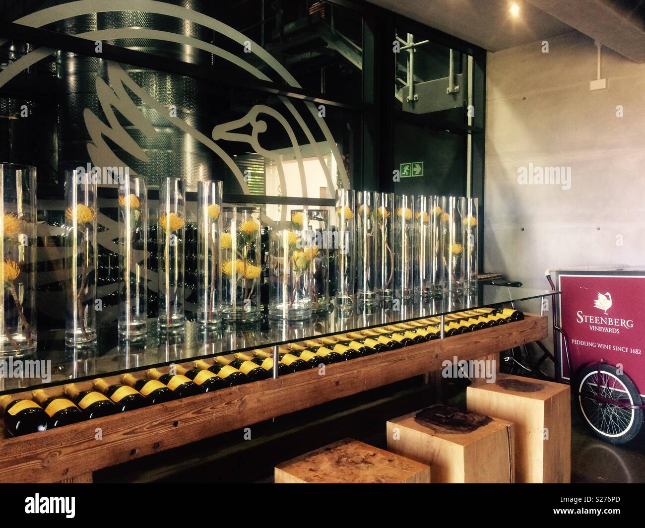 Modern contemporary entrance to wine cellar and restaurant on well known wine estate in Cape Town, South Africa concept interior decor - Smartphone Captured Stock Image Modern contemporary entrance to wine cellar and restaurant on well known wine estate in Cape Town, South Africa concept interior decor - Smartphone Captured Stock Image