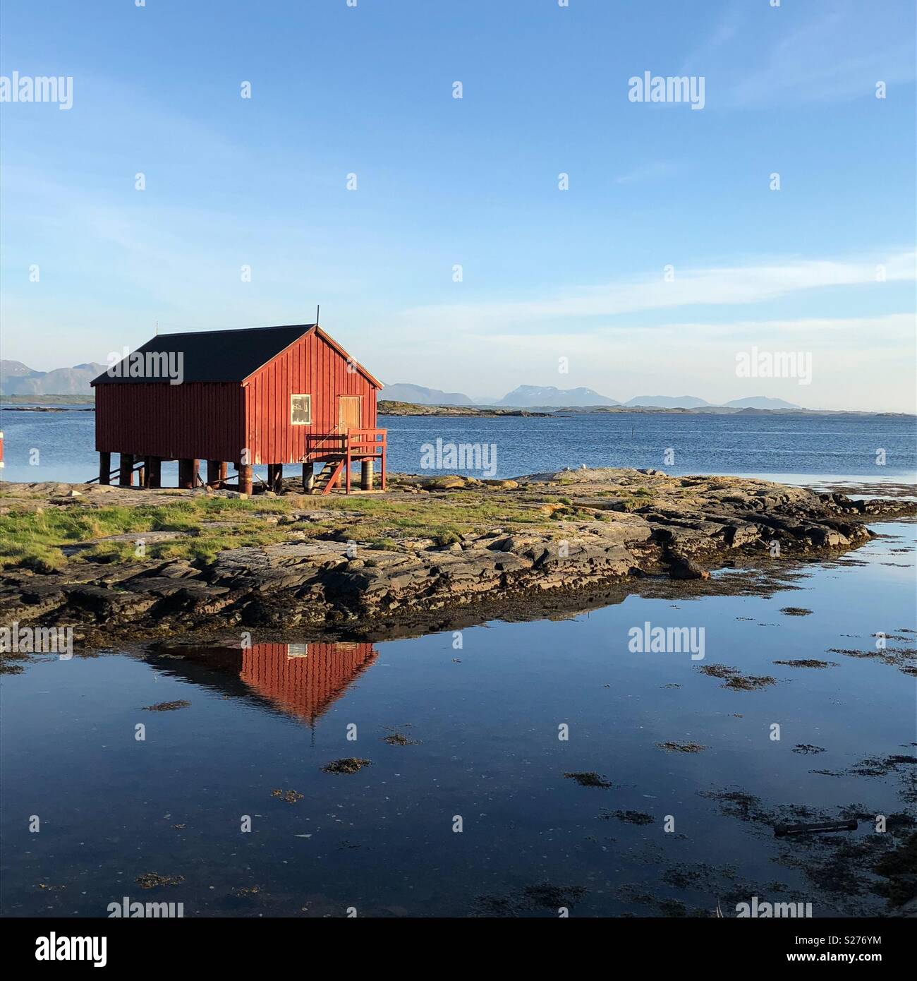 Read fishing hut Norway - Smartphone Captured Stock Image