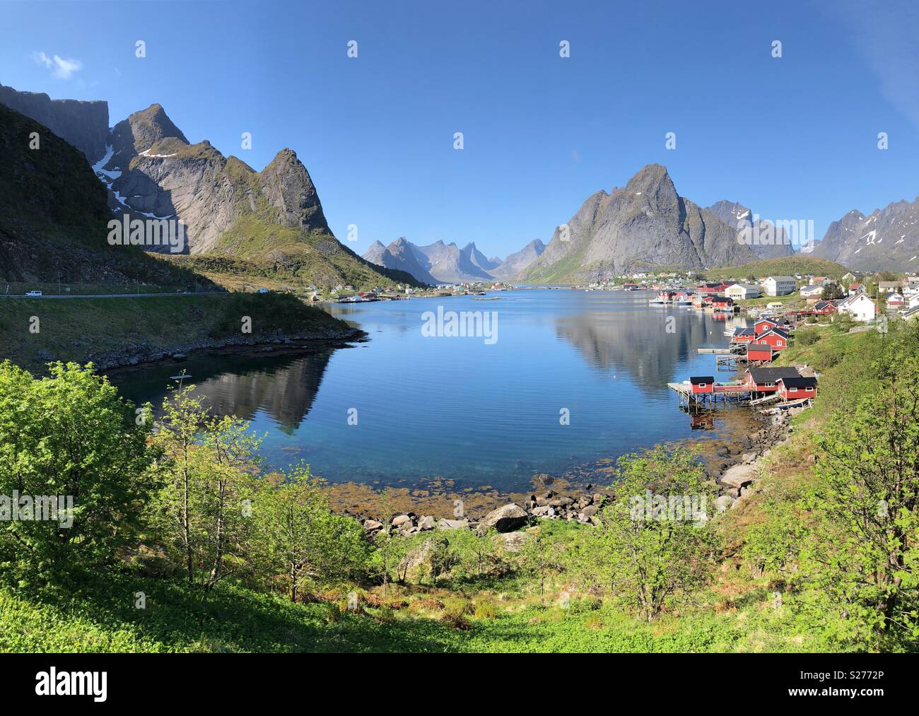 Reine Norway traditional fishing village - Smartphone Captured Stock Image