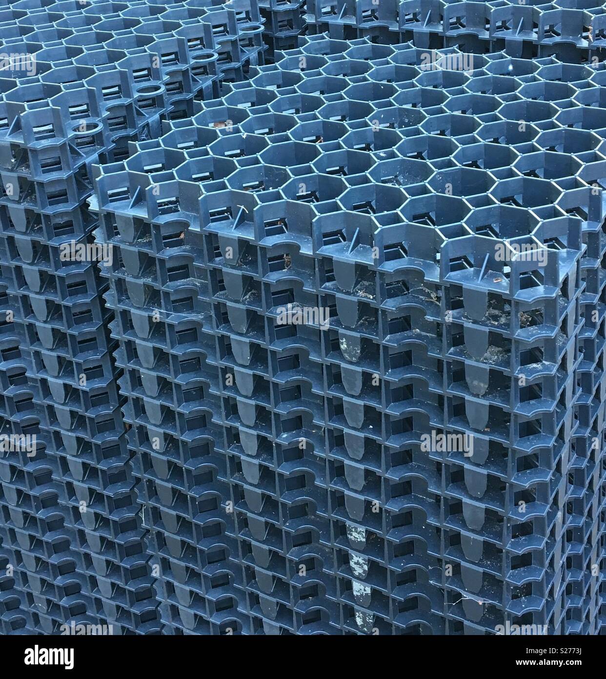 Stack of plastic driveway grids Stock Photo