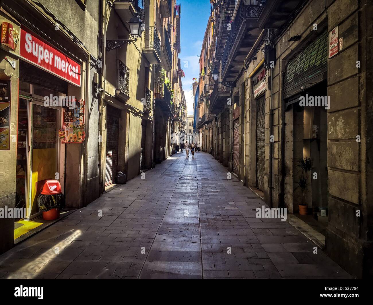 Pedestrian street at Barcelona, Catalonia, Spain - Smartphone Captured Stock Image
