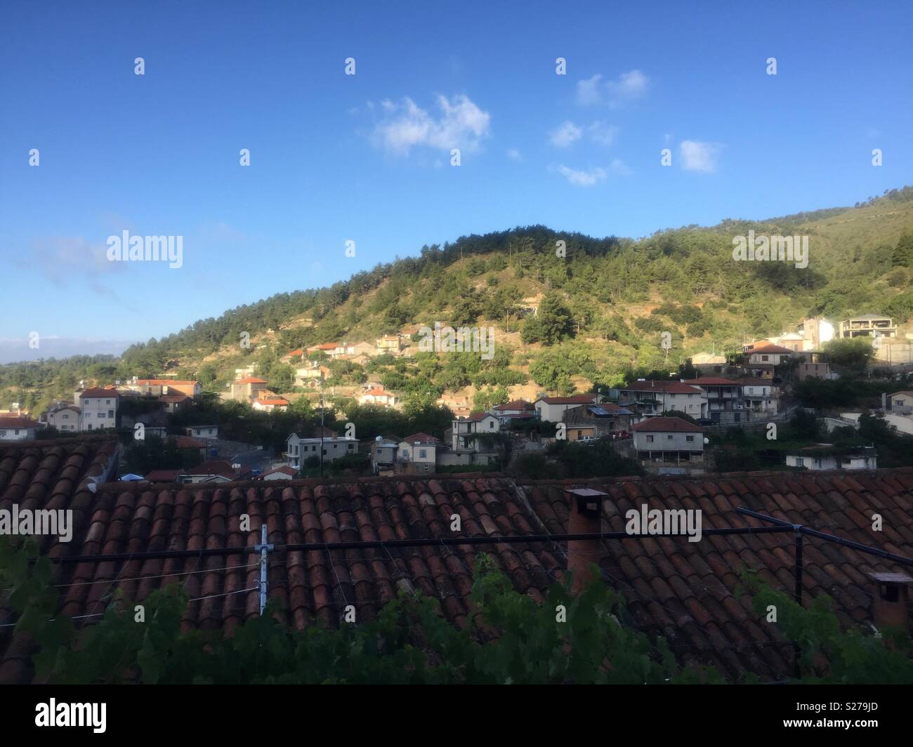 Morning in a village in the Troodos mountains Stock Photo