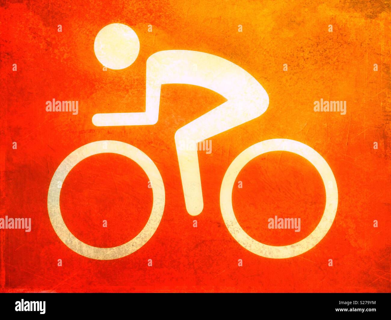 Sign of figure cycling, used on a fitness centre wall. - Smartphone Captured Stock Image