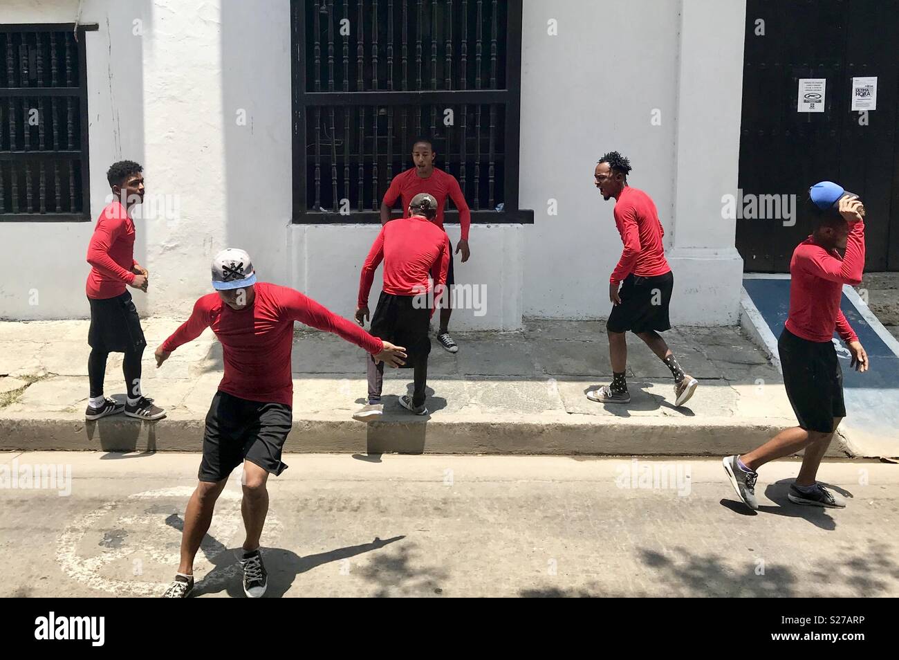 Street dancers Cartagena Colombia - Smartphone Captured Stock Image