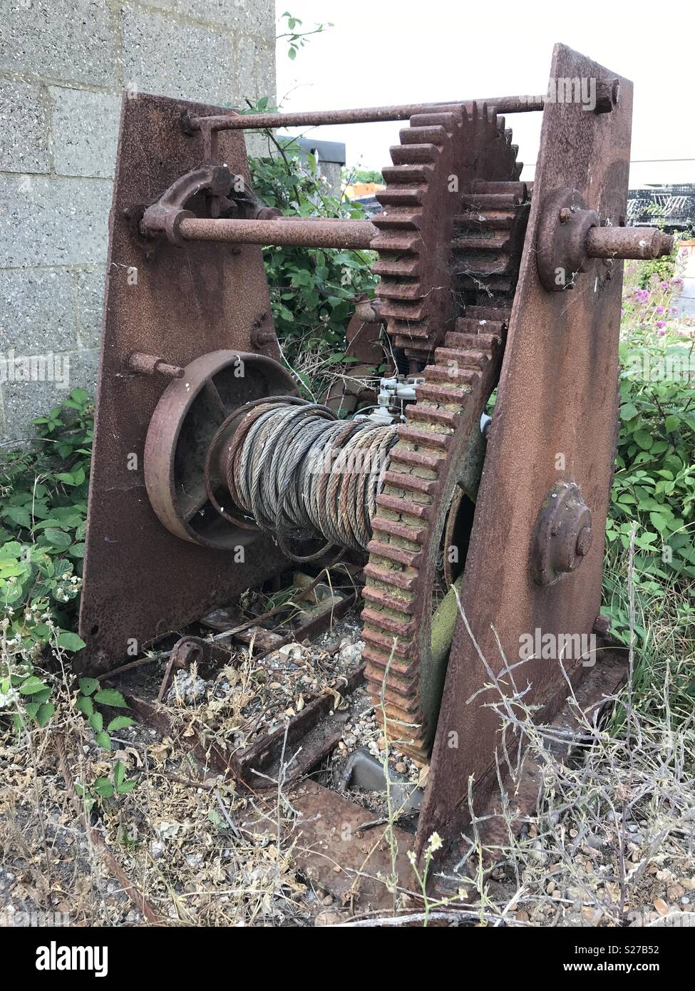 Old Rusty Boat Winch Stock Photo Alamy