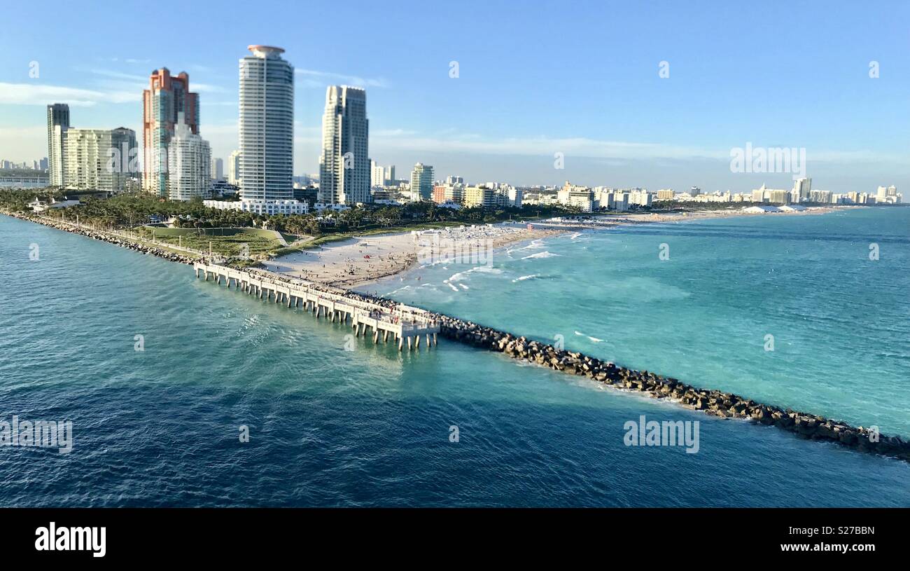 Miami south beach cruise sailaway - Smartphone Captured Stock Image