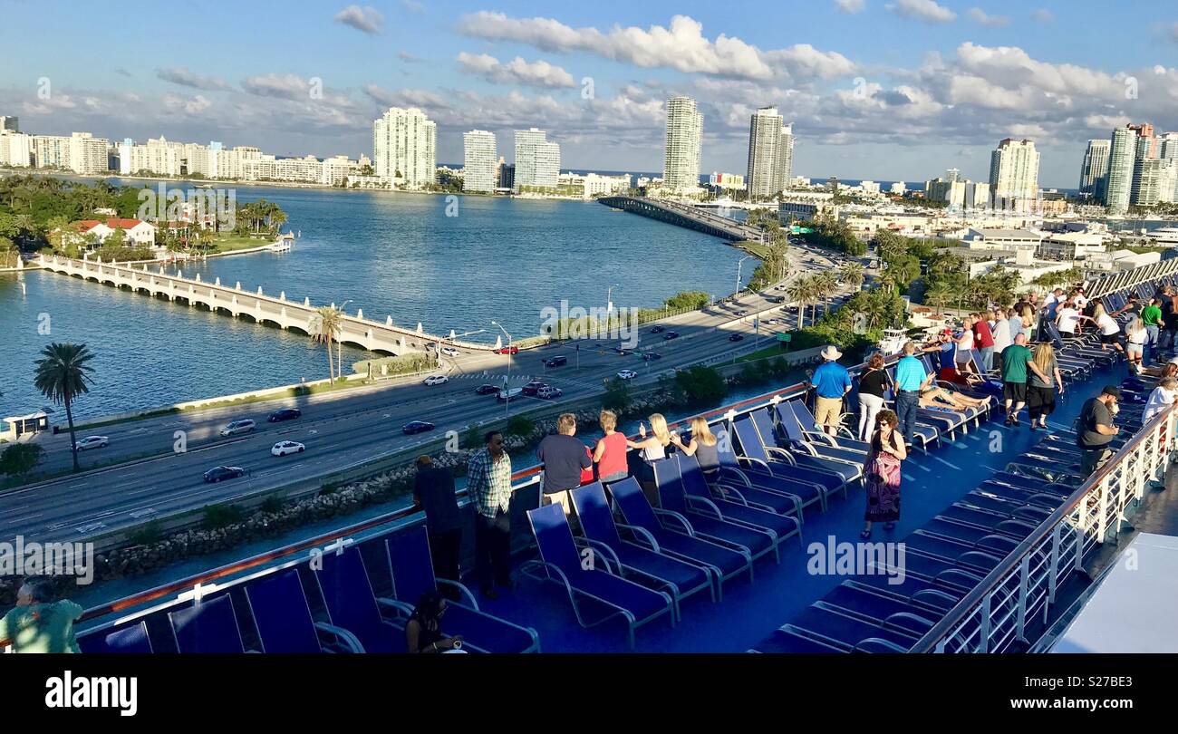 Carnival splendour Miami south beach sail away Stock Photo