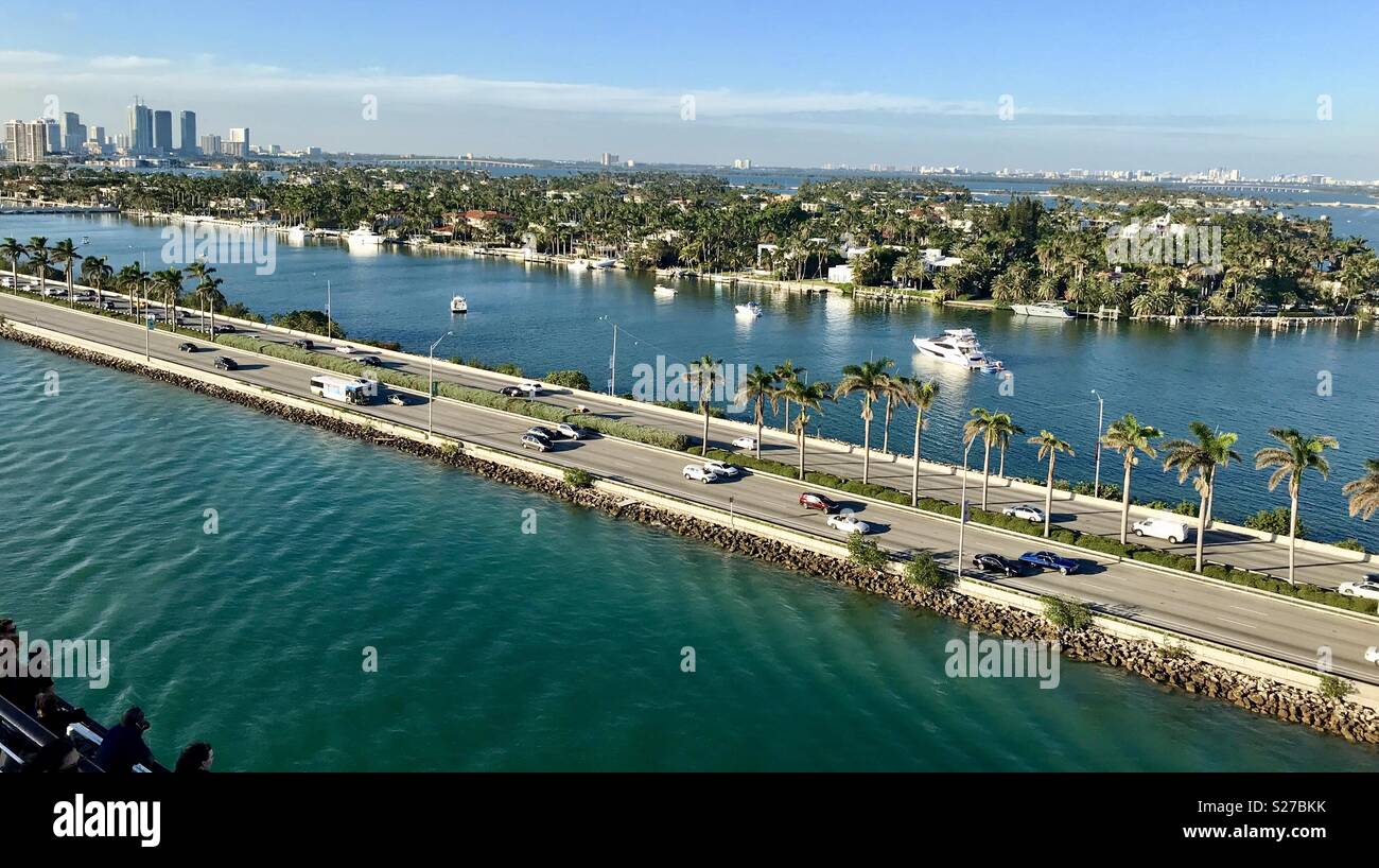 Miami south beach cruise sailaway - Smartphone Captured Stock Image