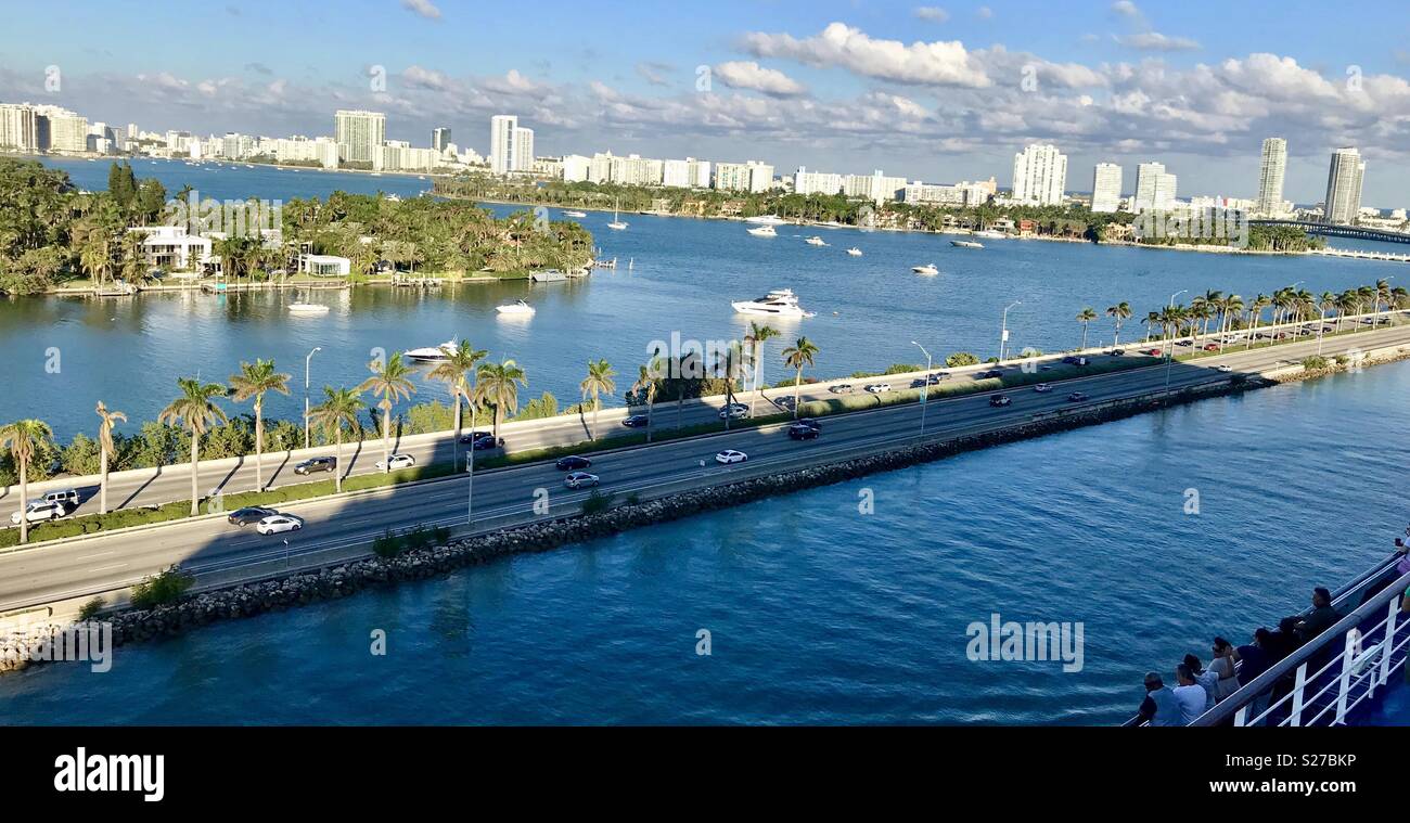 Miami south beach cruise sailaway - Smartphone Captured Stock Image