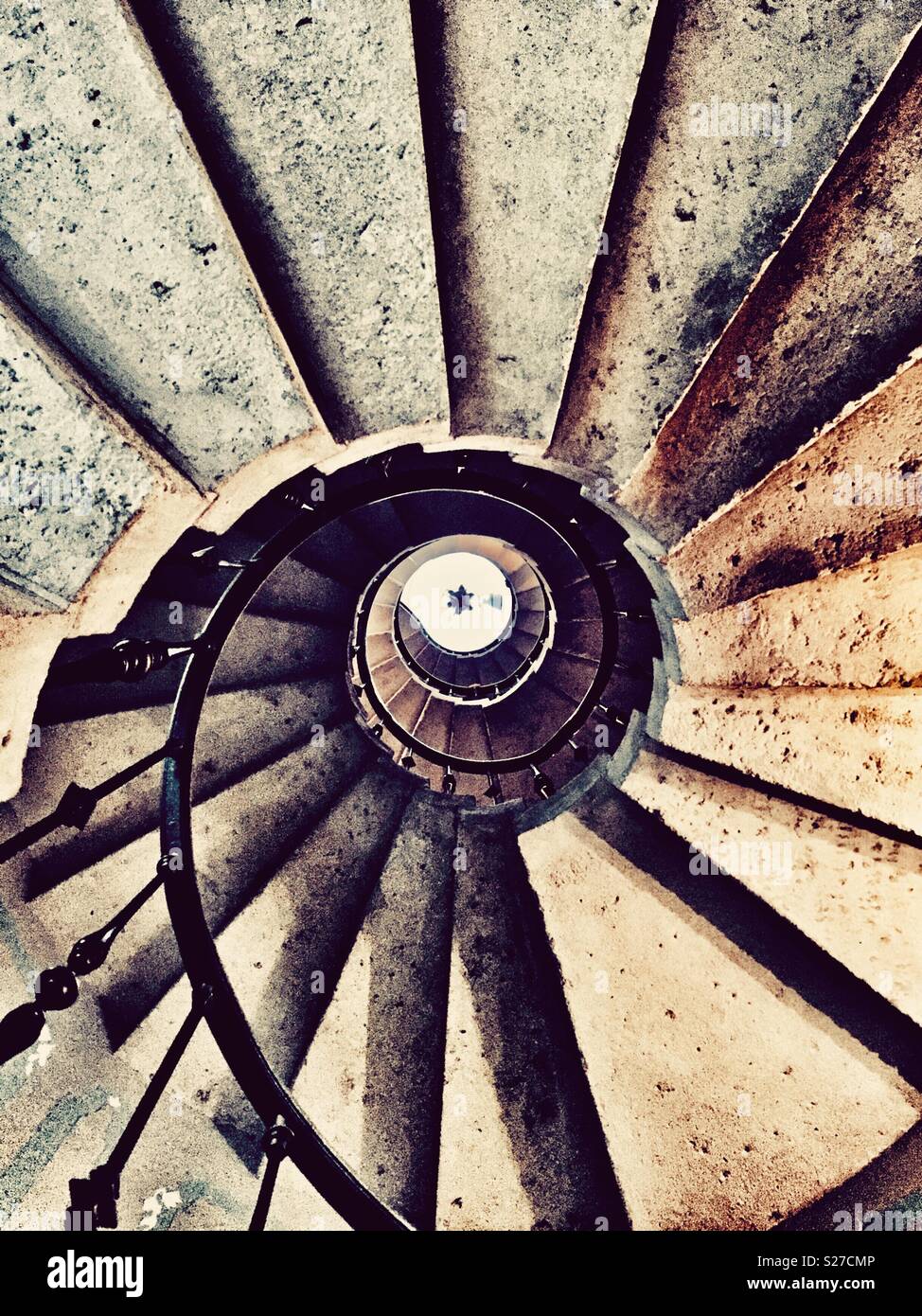 Winding staircase viewed from below at the Vizcaya Museum in Coconut Grove, Miami, Florida Stock Photo
