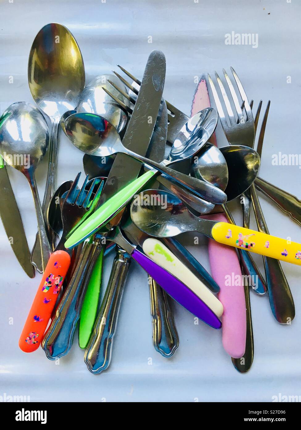 Cutlery pile Stock Photo