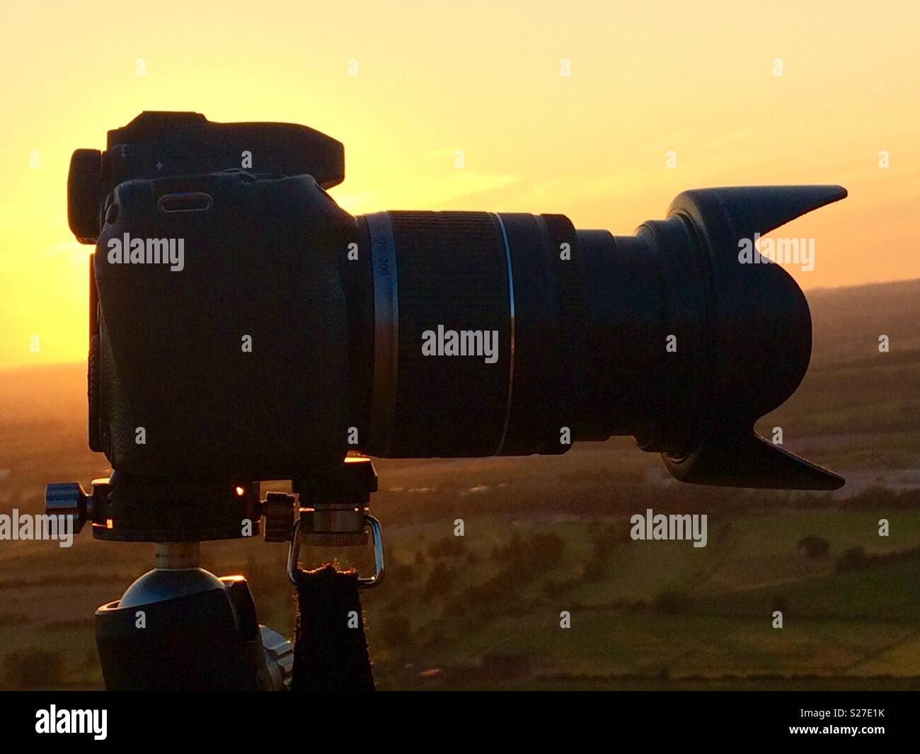Camera at sunset Stock Photo