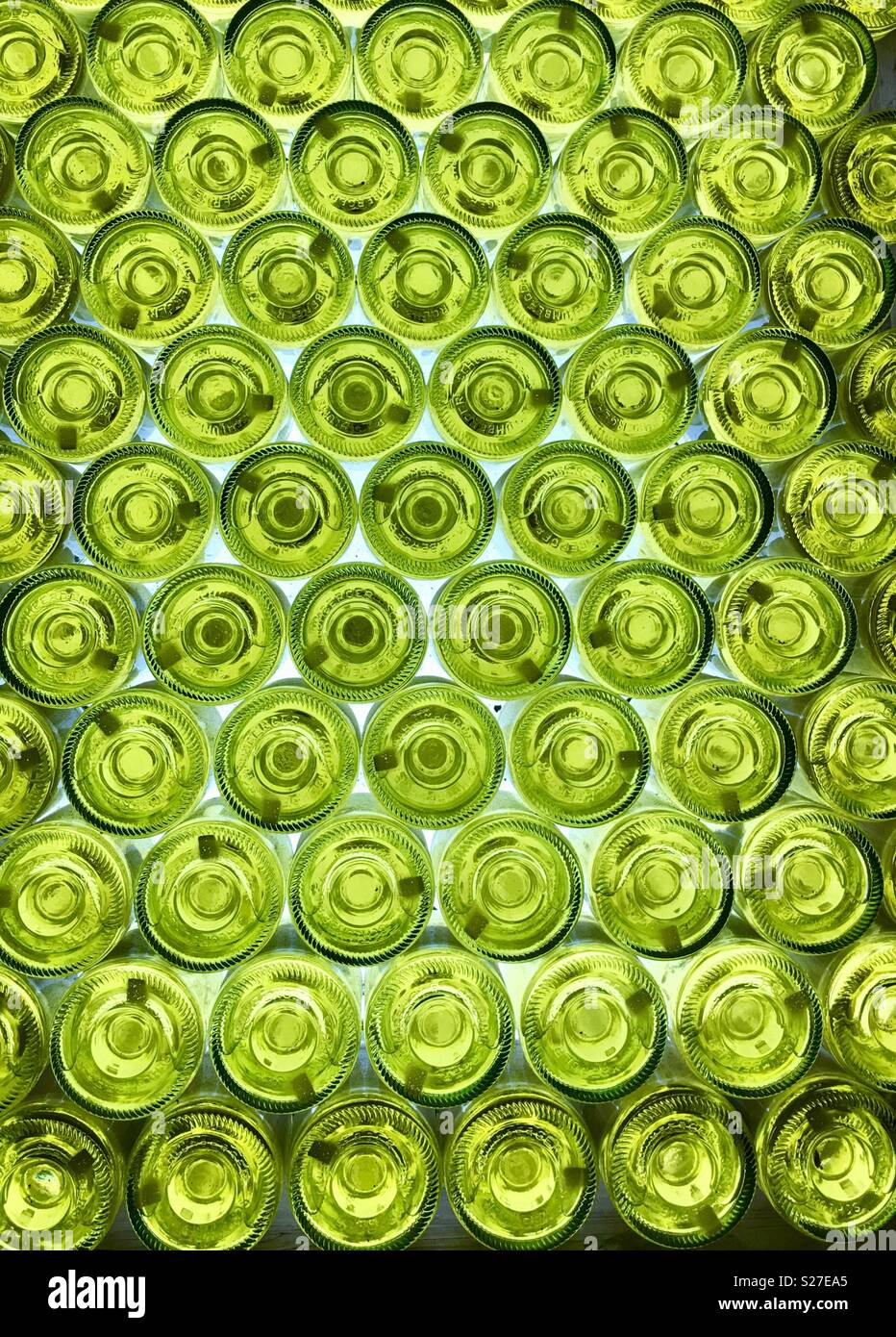 sparkling wine. Bottles are placed upside down causing the