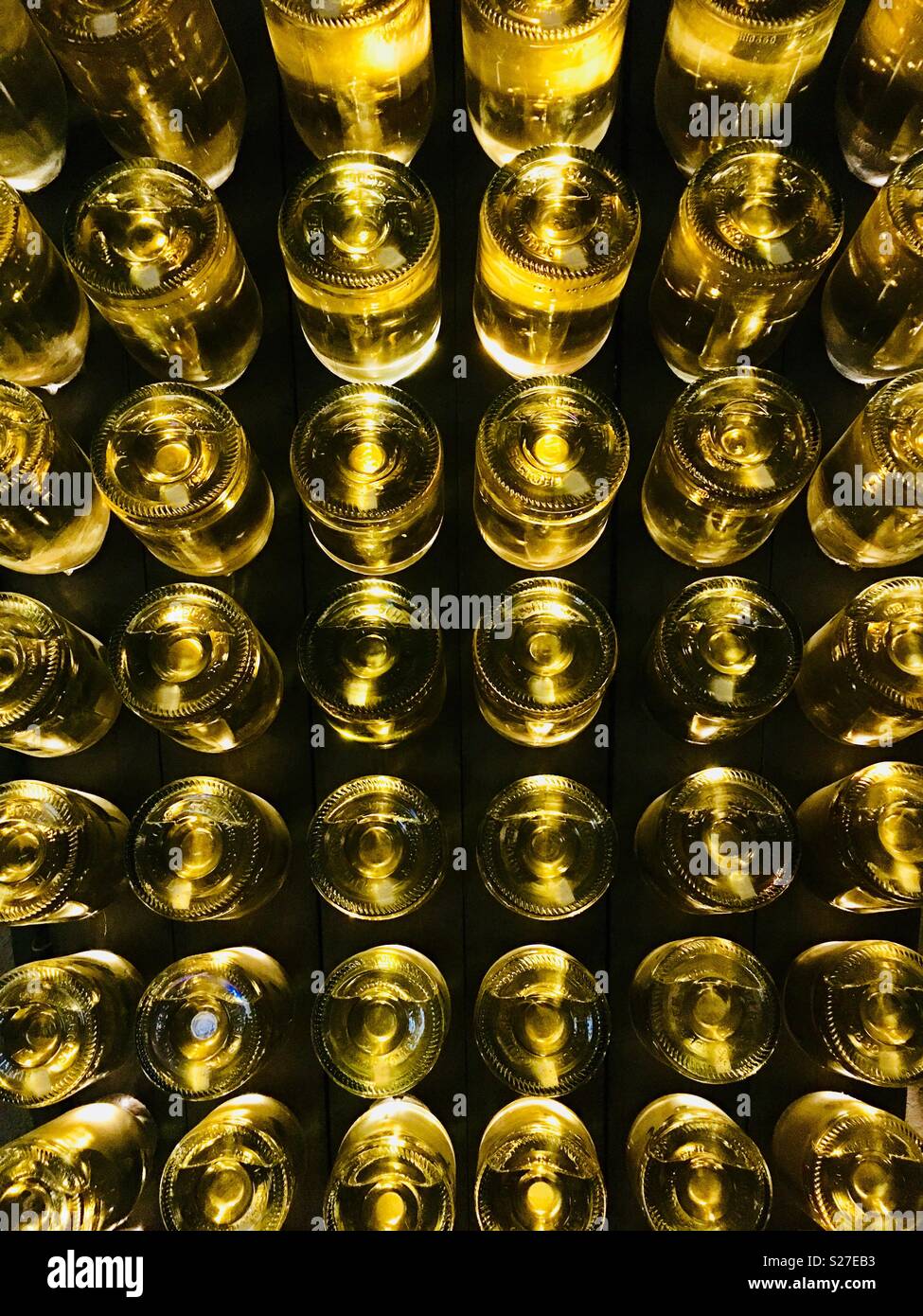 Sparkling wine disgorgement phase - Smartphone Captured Stock Image