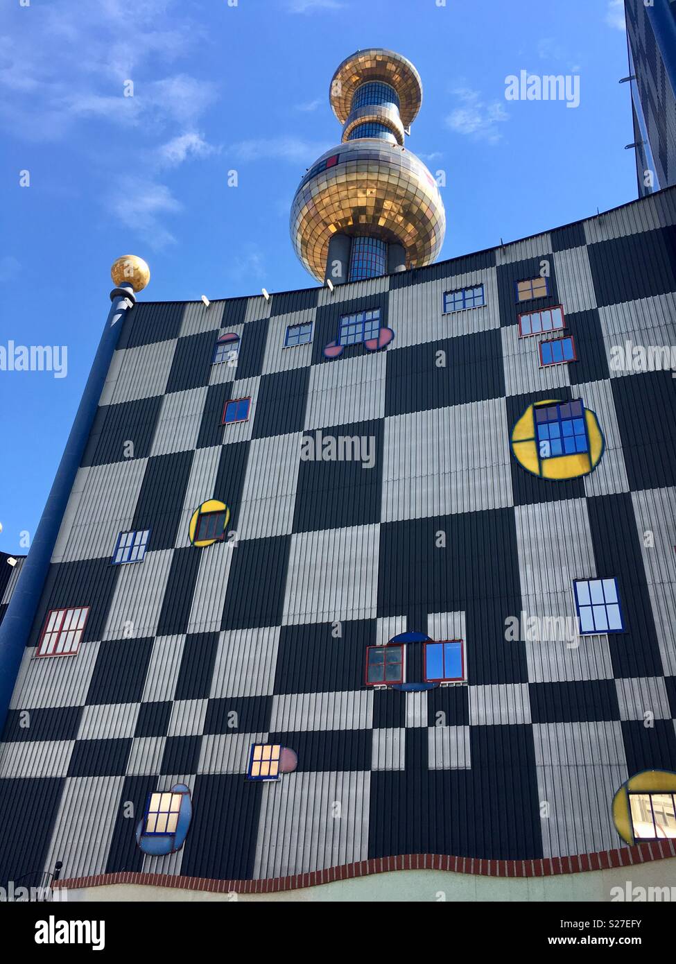 Spittelau waste incineration designed by Friedensreich Hundertwasser - Smartphone Captured Stock Image
