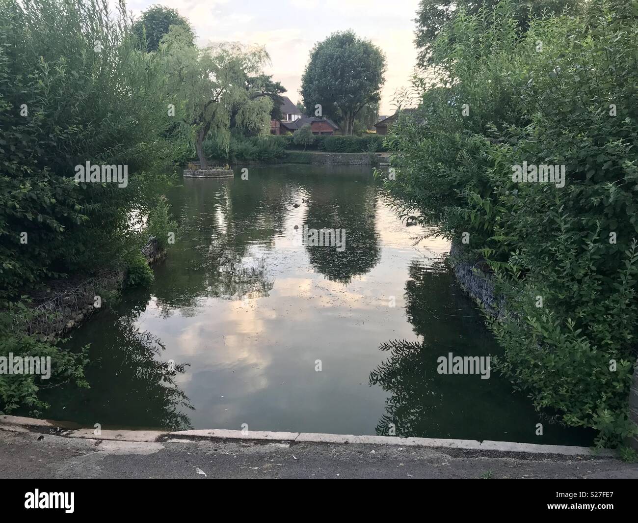 Winterbourne duck pond Bristol Stock Photo