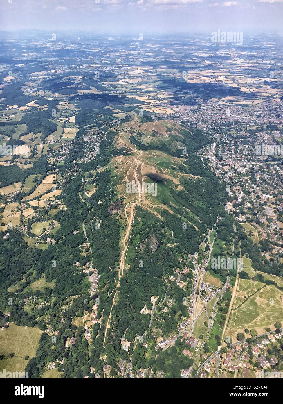 The Malvern Hills from the air - Smartphone Captured Stock Image