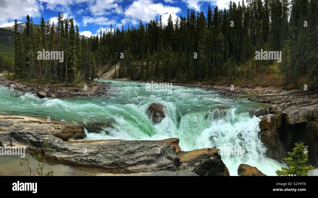 Sunwapta Falls in Alberta, Canada - Smartphone Captured Stock Image Sunwapta Falls in Alberta, Canada - Smartphone Captured Stock Image