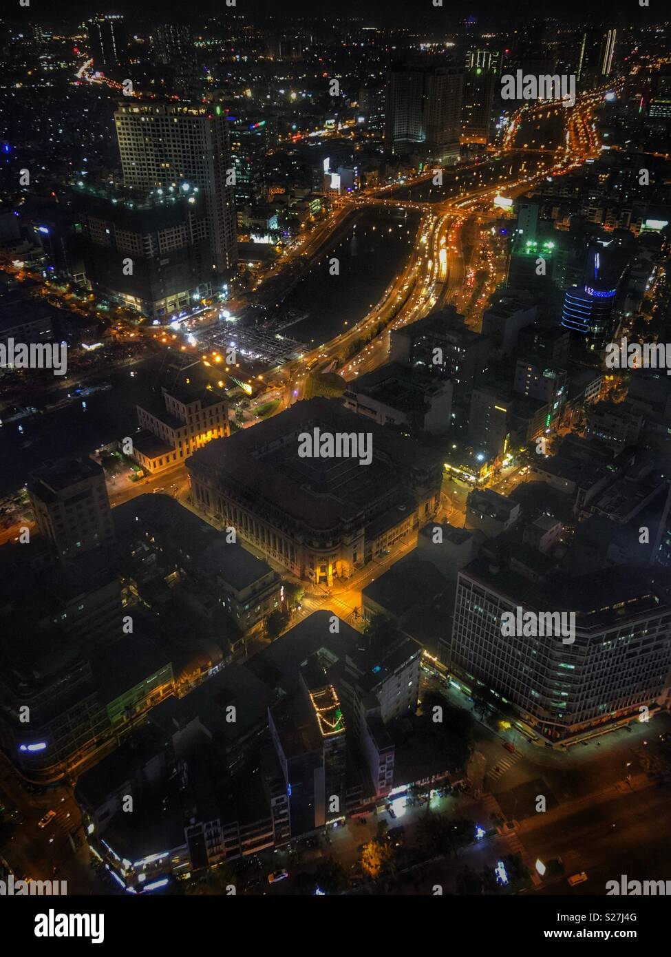 Saigon city lights at night. - Smartphone Captured Stock Image