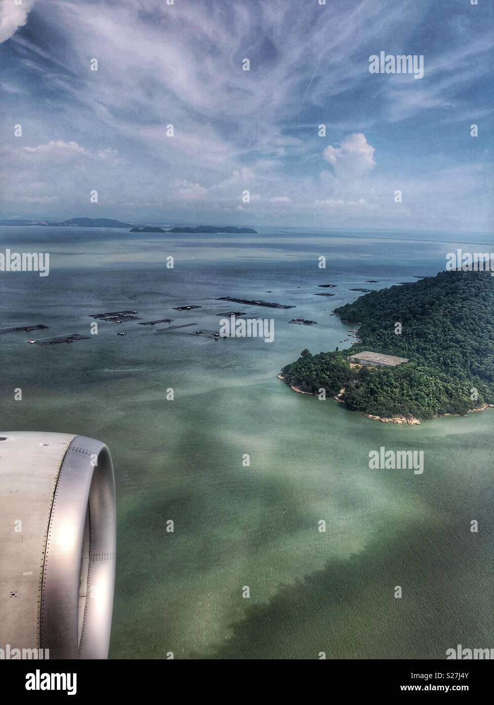 Flying into Penang, Malaysia. Stock Photo
