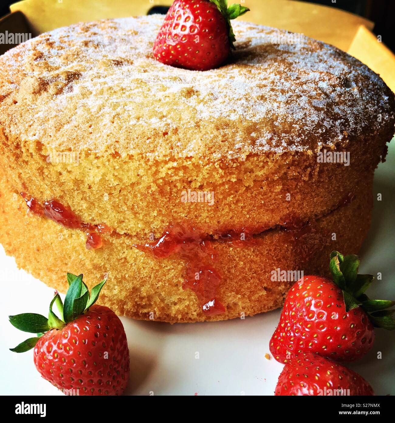 Victoria sponge cake with strawberry jam made with Mary berry recipe