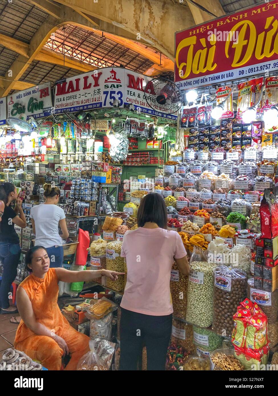 Indoor market in Ho Chi Minh City, Vietnam. - Smartphone Captured Stock Image
