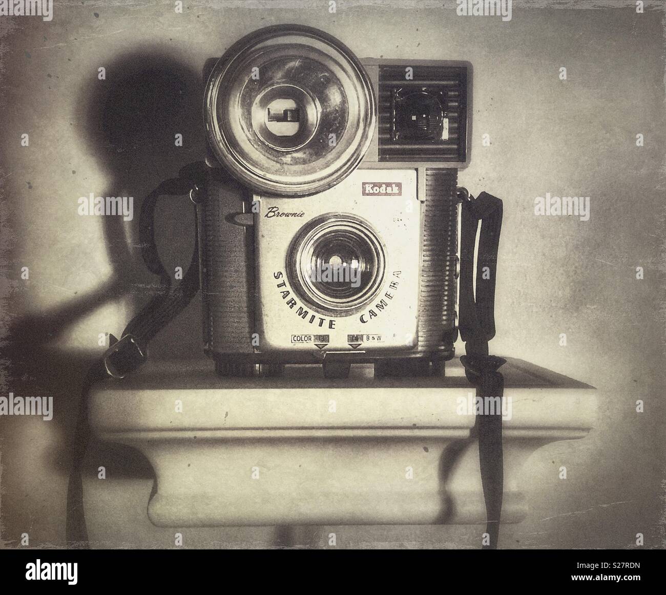 Vintage Kodak Starmite camera on shelf - Smartphone Captured Stock Image