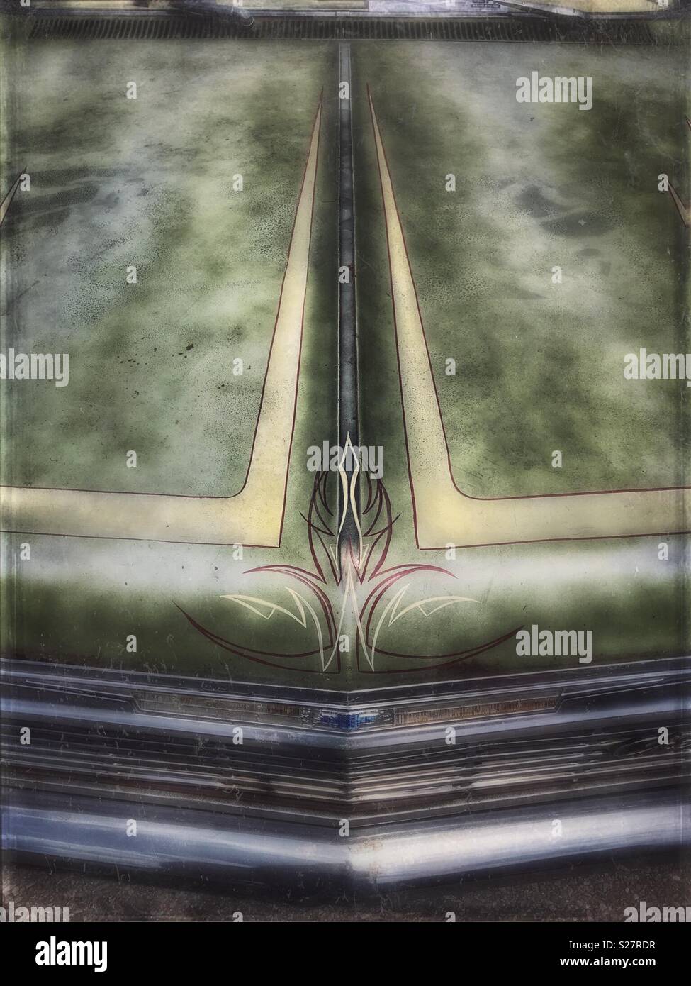 Classic Chevrolet Impala hood with patina - Smartphone Captured Stock Image