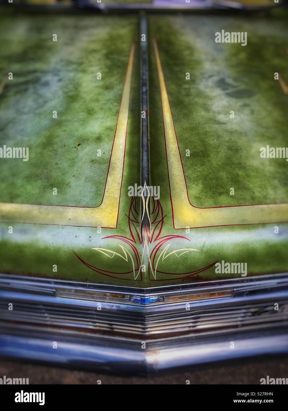 Classic Chevrolet Impala hood with patina - Smartphone Captured Stock Image