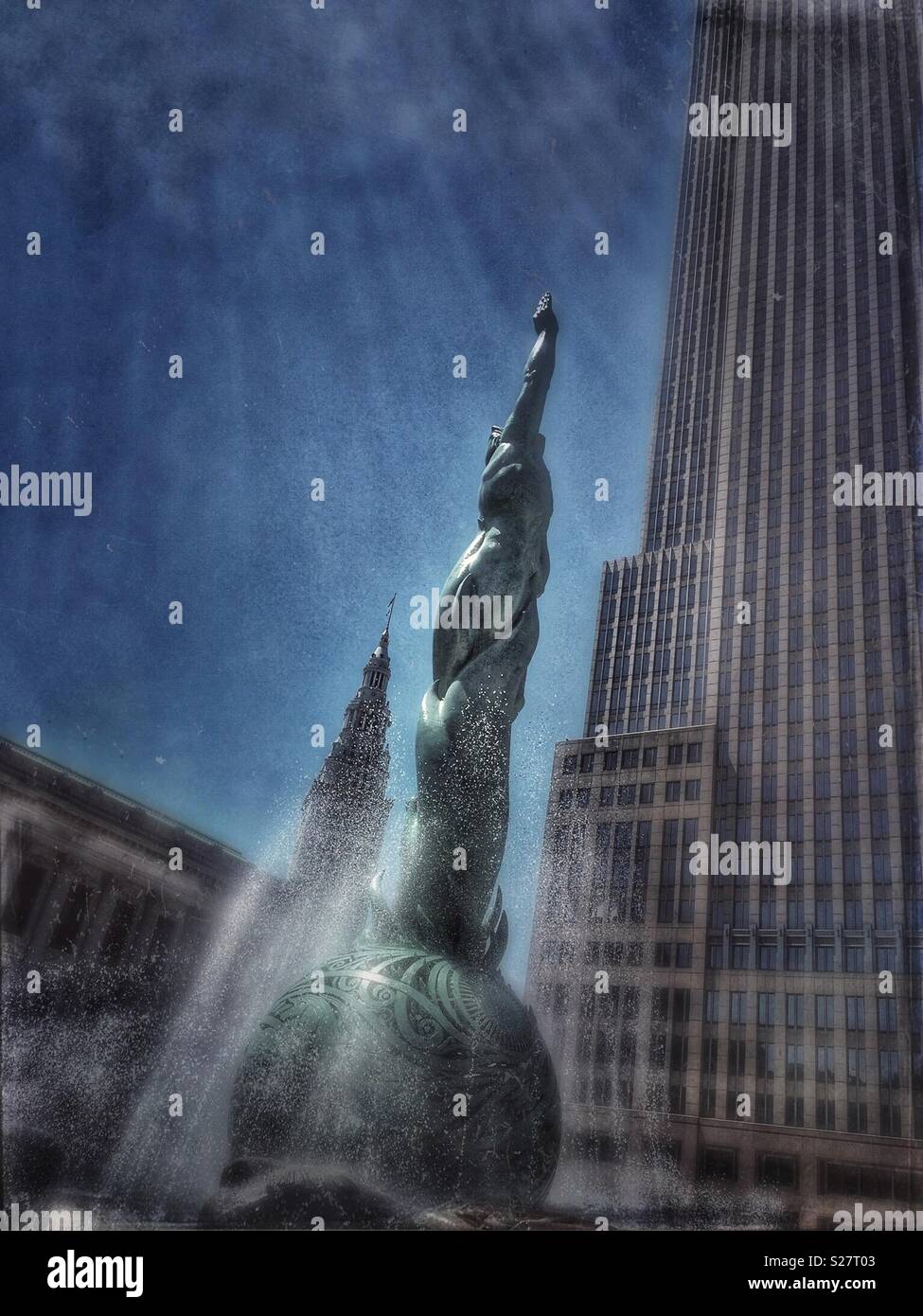 Fountain of Eternal Life statue in Cleveland, Ohio - Smartphone Captured Stock Image