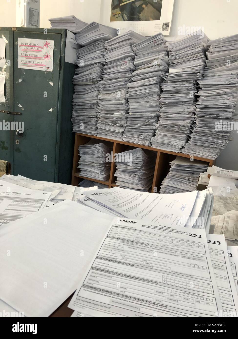 Documents in archive, Bucharest, Romania - Smartphone Captured Stock Image